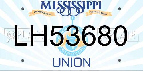 LH53680 Mississippi License Plate