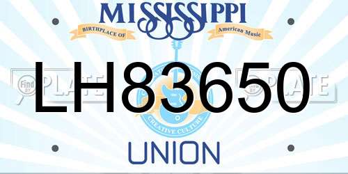 LH83650 Mississippi License Plate