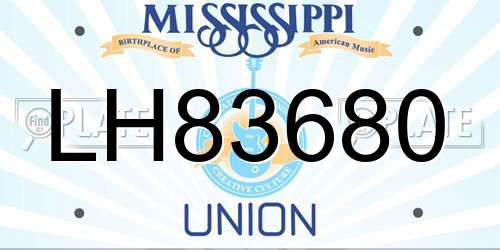 LH83680 Mississippi License Plate
