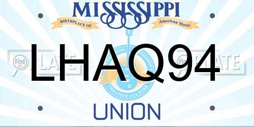LHAQ94 Mississippi License Plate