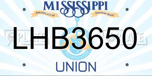 LHB3650 Mississippi License Plate