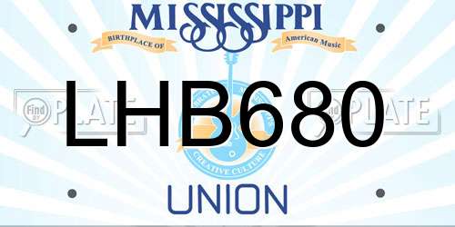 LHB680 Mississippi License Plate