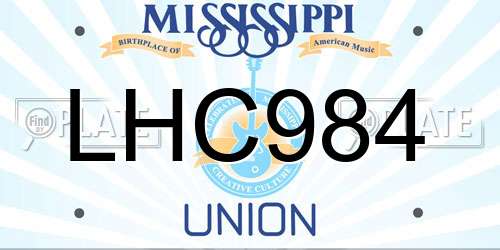 LHC984 Mississippi License Plate