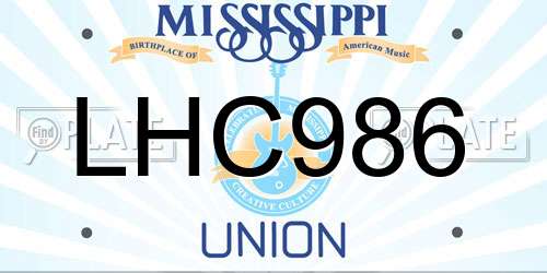 LHC986 Mississippi License Plate