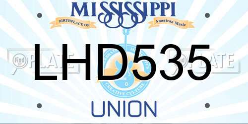 LHD535 Mississippi License Plate