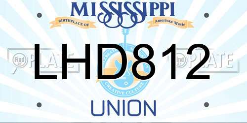 LHD812 Mississippi License Plate