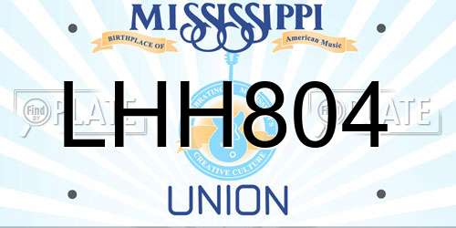 LHH804 Mississippi License Plate