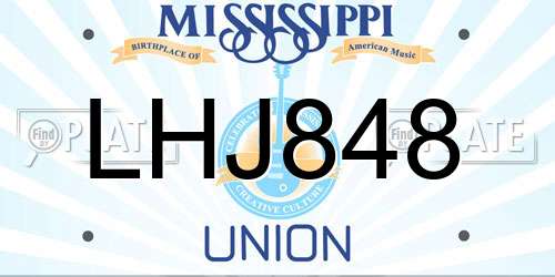 LHJ848 Mississippi License Plate