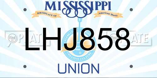 LHJ858 Mississippi License Plate