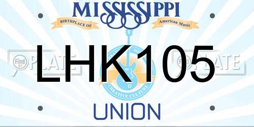 LHK105 Mississippi License Plate