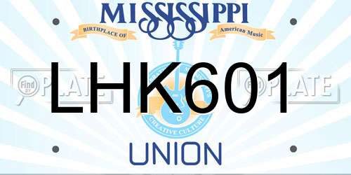 LHK601 Mississippi License Plate