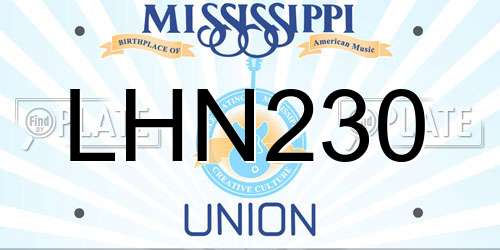 LHN230 Mississippi License Plate