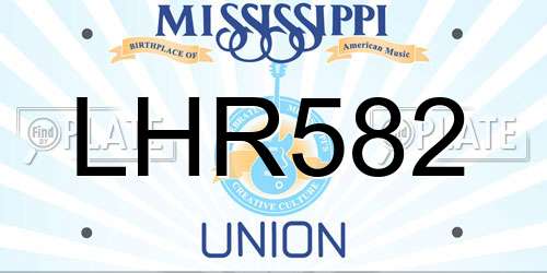 LHR582 Mississippi License Plate