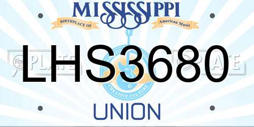 LHS3680 Mississippi License Plate