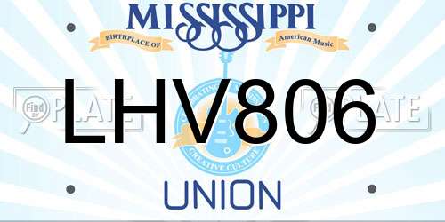LHV806 Mississippi License Plate