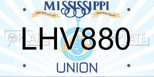 LHV880 Mississippi License Plate