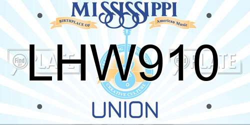 LHW910 Mississippi License Plate