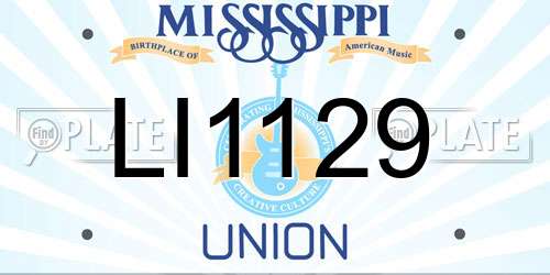 LI1129 Mississippi License Plate