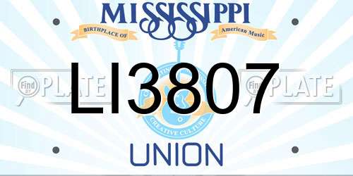 LI3807 Mississippi License Plate