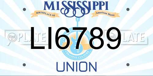 LI6789 Mississippi License Plate