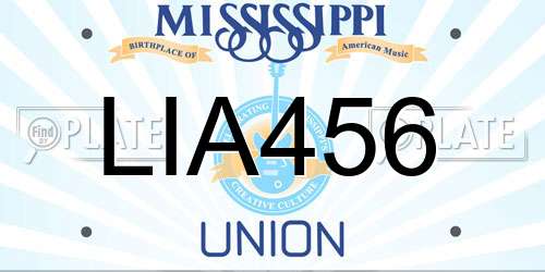 LIA456 Mississippi License Plate