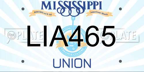LIA465 Mississippi License Plate
