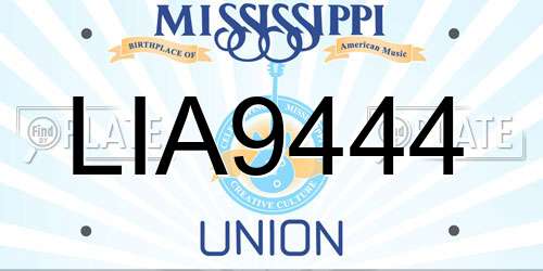 LIA9444 Mississippi License Plate
