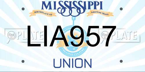 LIA957 Mississippi License Plate