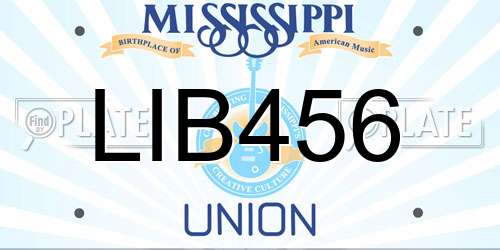 LIB456 Mississippi License Plate