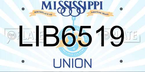 LIB6519 Mississippi License Plate