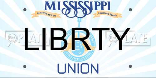 LIBRTY Mississippi License Plate