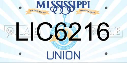 LIC6216 Mississippi License Plate