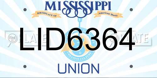 LID6364 Mississippi License Plate