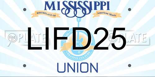 LIFD25 Mississippi License Plate