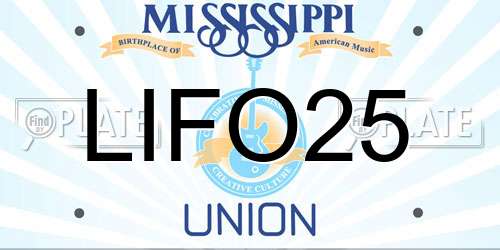LIFO25 Mississippi License Plate
