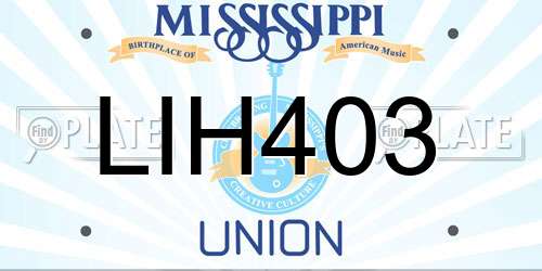 LIH403 Mississippi License Plate