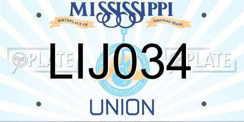 LIJ034 Mississippi License Plate