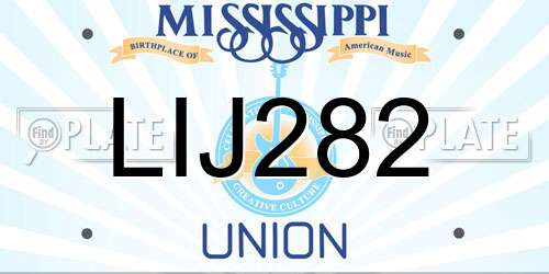 LIJ282 Mississippi License Plate