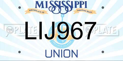 LIJ967 Mississippi License Plate