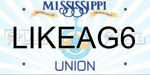 LIKEAG6 Mississippi License Plate