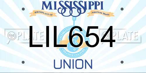 LIL654 Mississippi License Plate