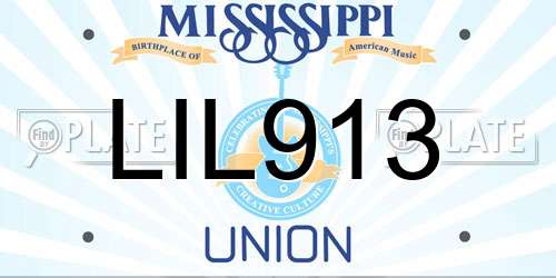 LIL913 Mississippi License Plate