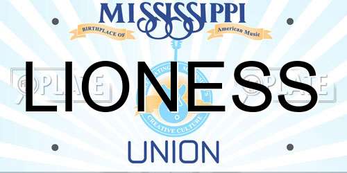 LIONESS Mississippi License Plate