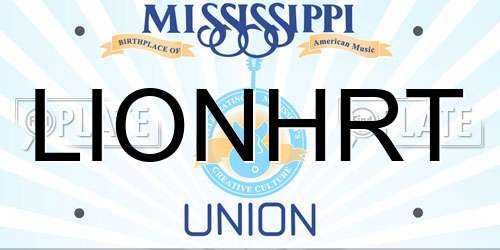 LIONHRT Mississippi License Plate