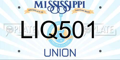 LIQ501 Mississippi License Plate