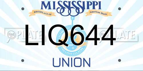 LIQ644 Mississippi License Plate