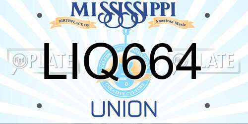 LIQ664 Mississippi License Plate