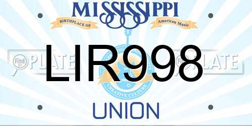 LIR998 Mississippi License Plate