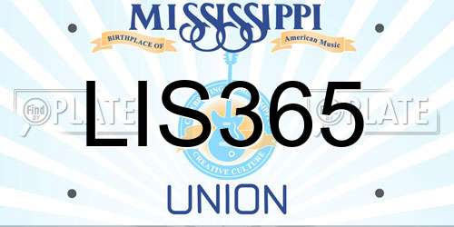 LIS365 Mississippi License Plate