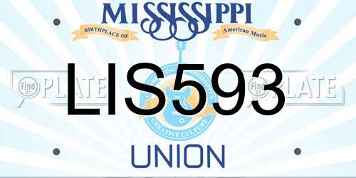 LIS593 Mississippi License Plate